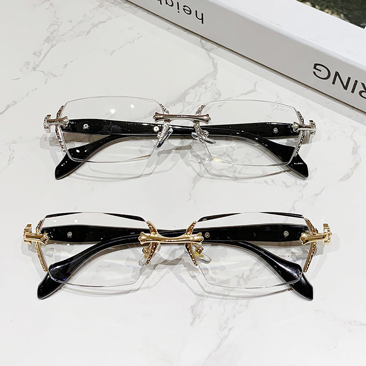 Luxury Rimless Eyewear – Gothic Inspired Elegance