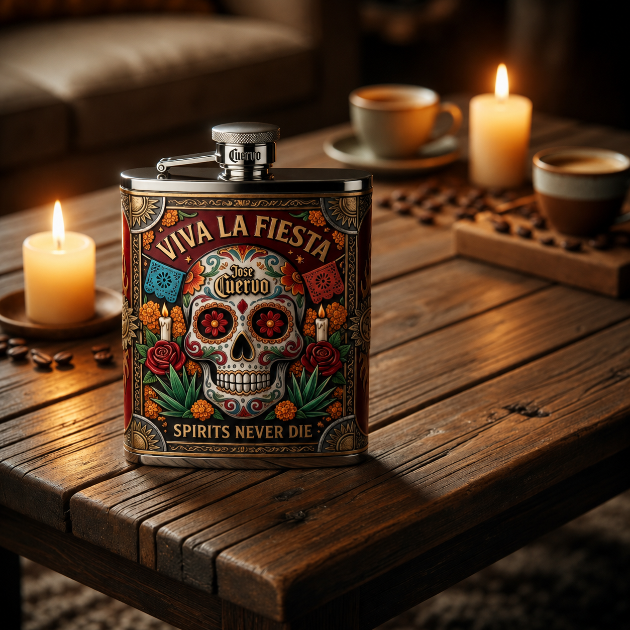 Day of the Dead Inspired Commemorative Flask