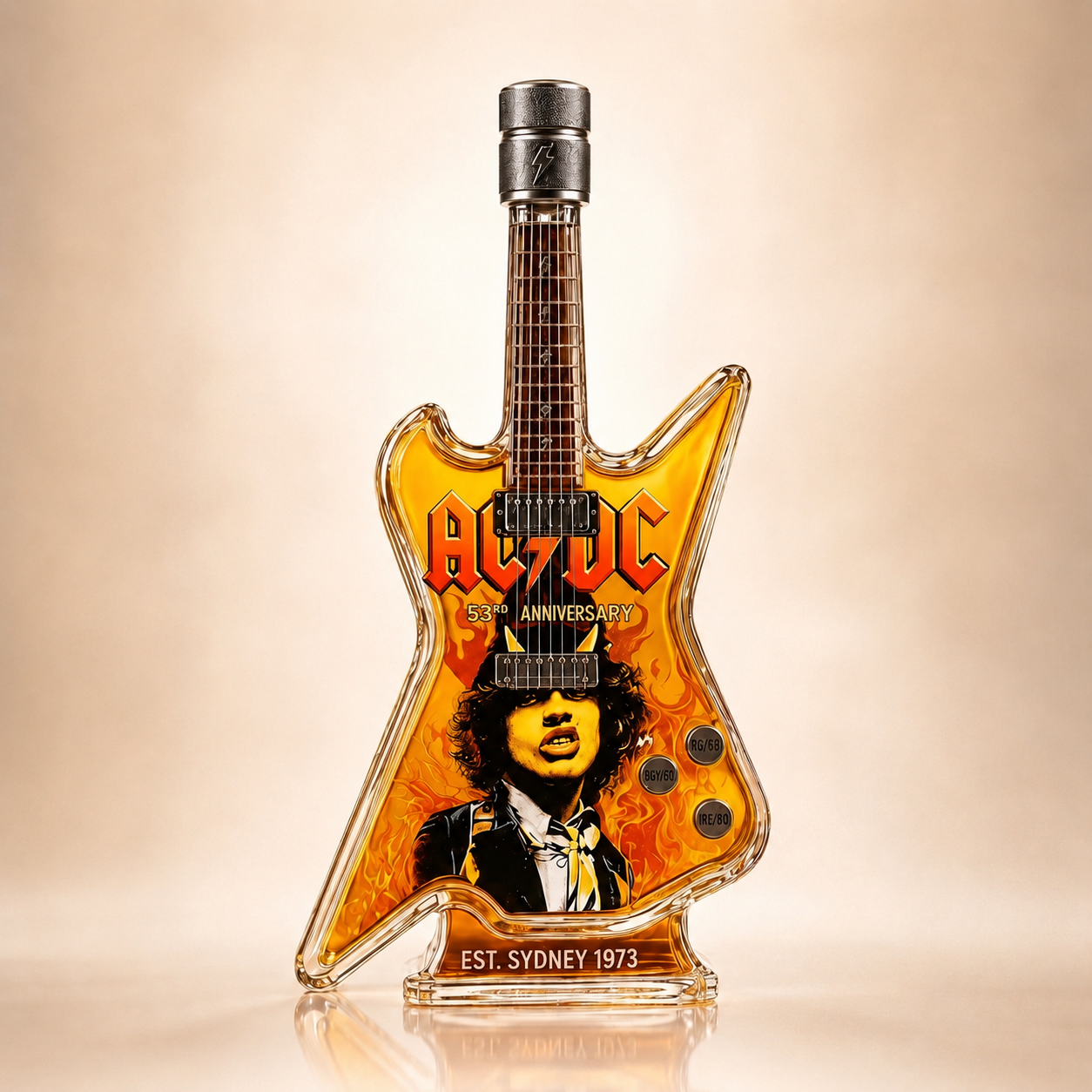 AC/DC 53rd Anniversary Guitar Shaped Whiskey Decanter
