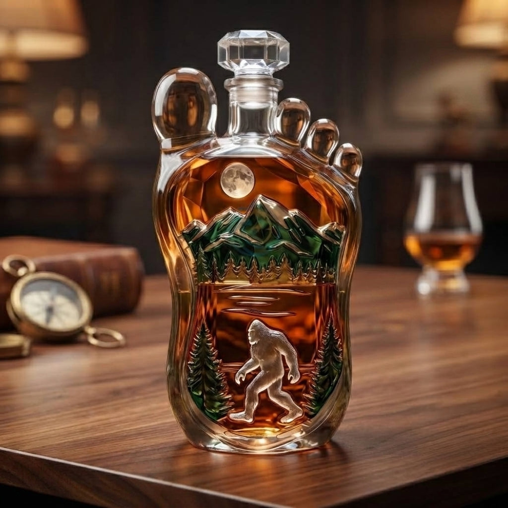 👣 Bigfoot Wilderness Foot-shaped Whiskey Bottle
