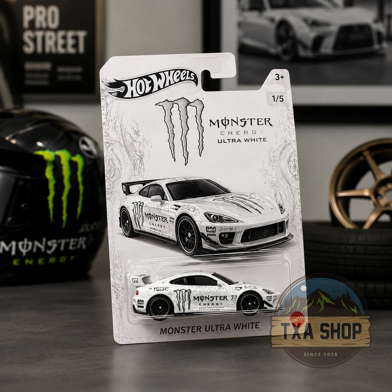 Hot Wheels Monster Energy Ultra White Die-Cast Car - view 3