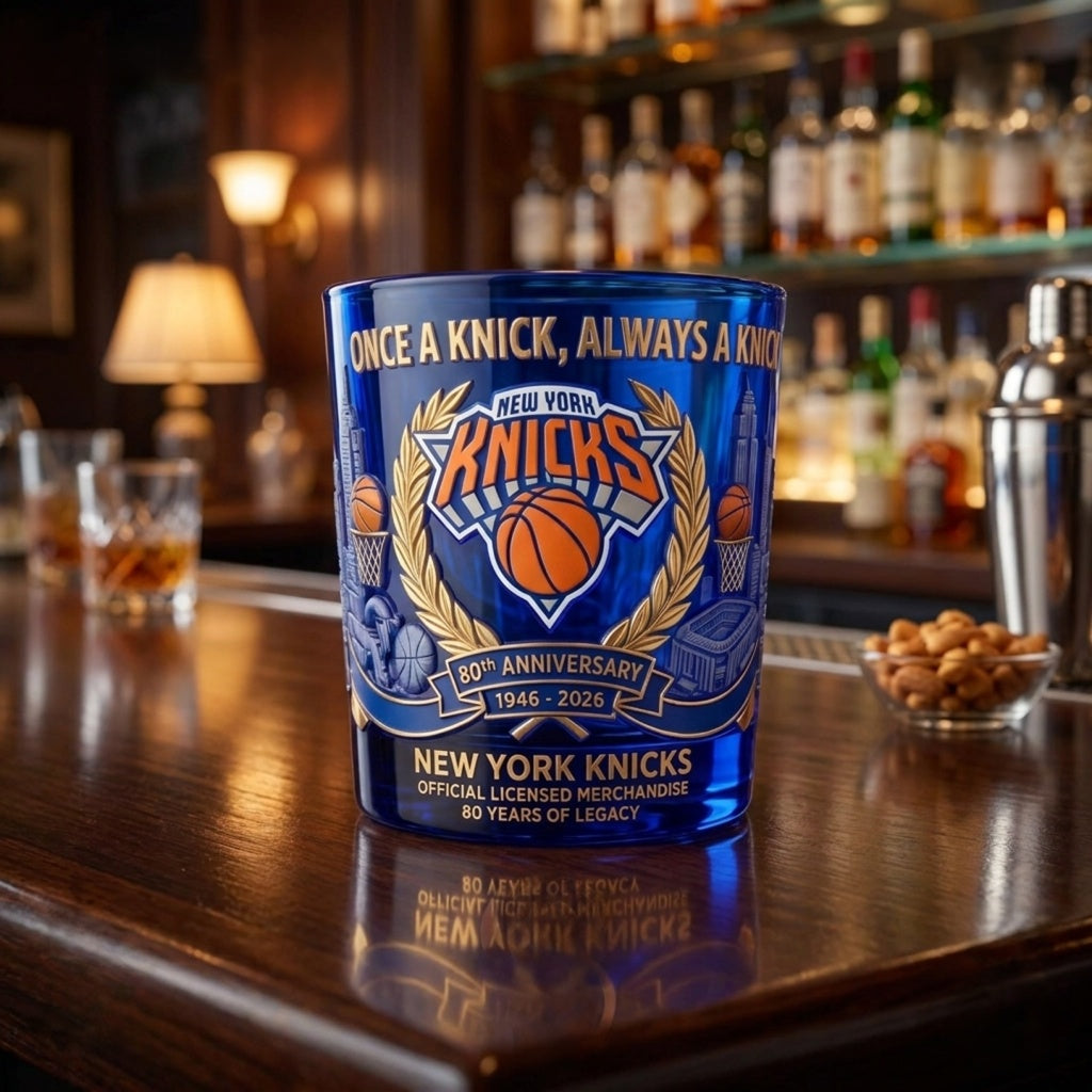 NY Knicks 80th Anniversary Collector Whiskey Glass π₯