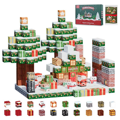 Christmas Magnetic Cube Building Set - Build Your Own Holiday Village