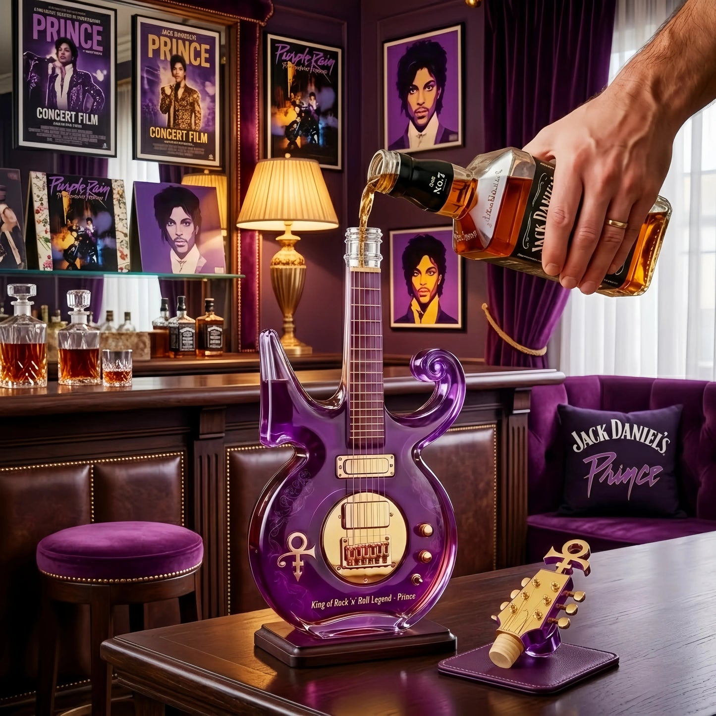 Purple Music Legend Guitar-Shaped Commemorative Bottle - view 3