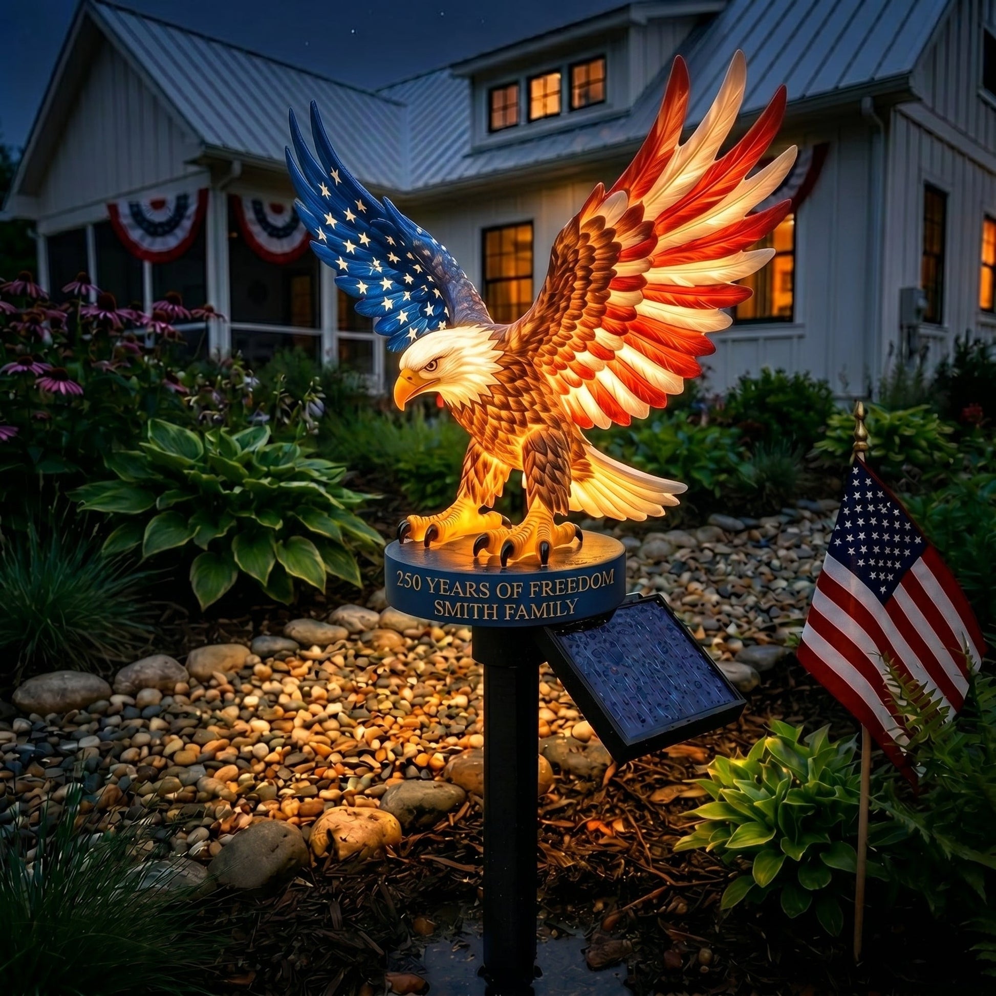 Personalized Solar Eagle Garden Light — detail view 6