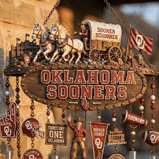 Oklahoma Sooners Inspired Decorative Wind Chime