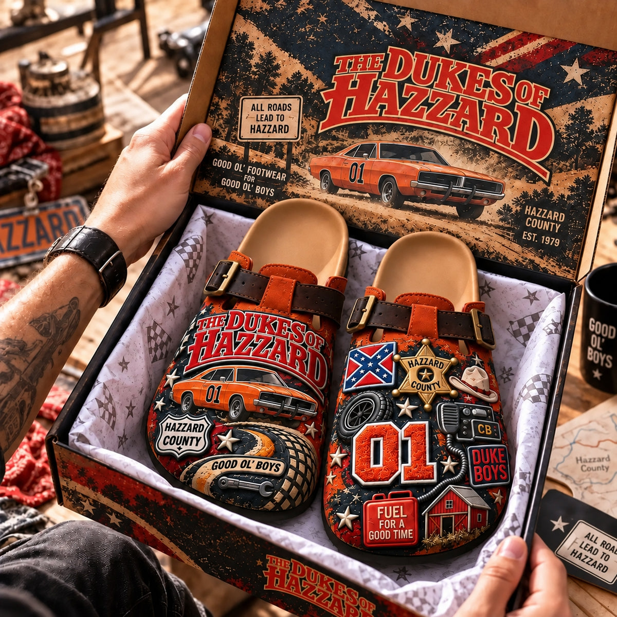🤠 The Dukes of Hazzard “Good Ol’ Boys” Suede Clogs