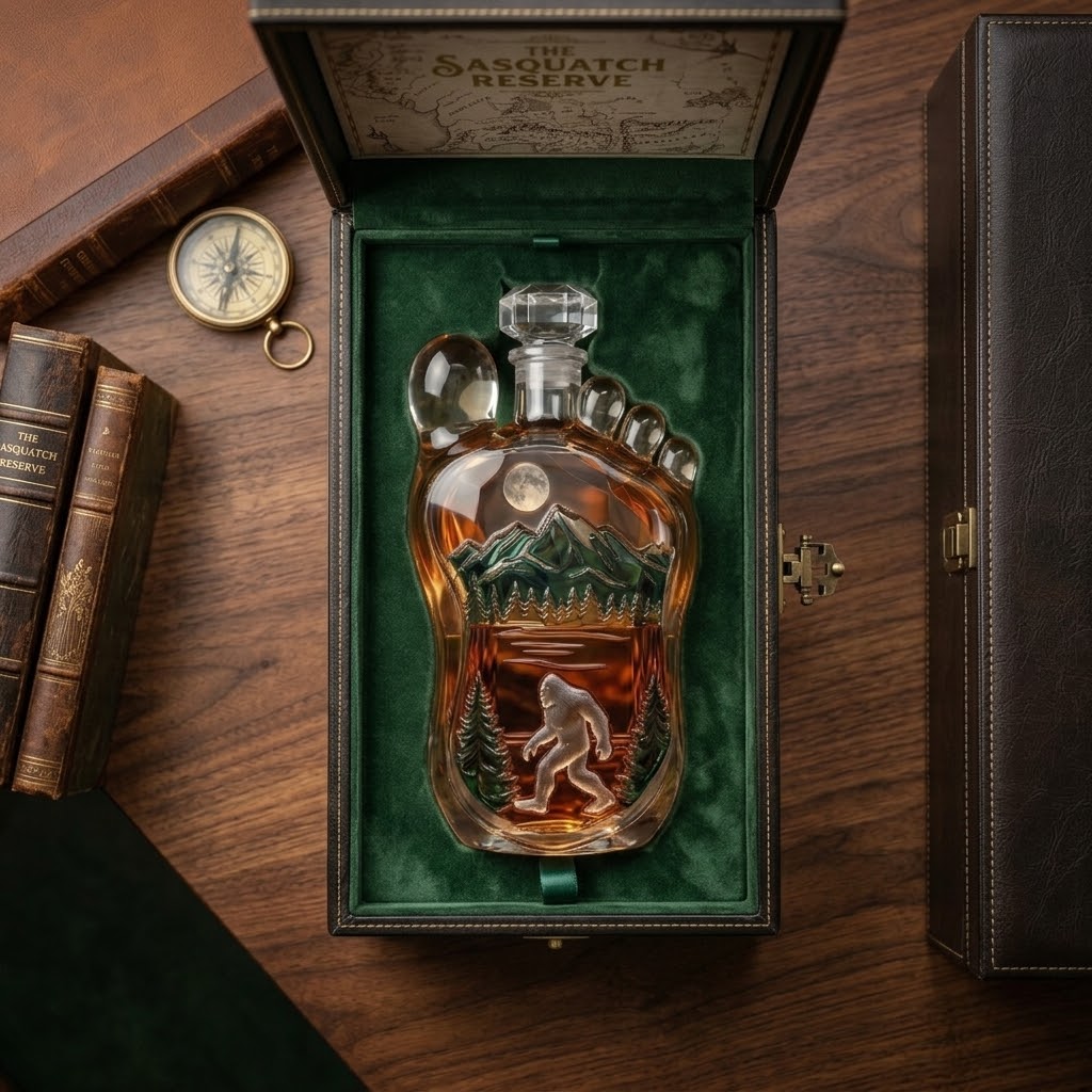 👣 Bigfoot Wilderness Foot-shaped Whiskey Bottle