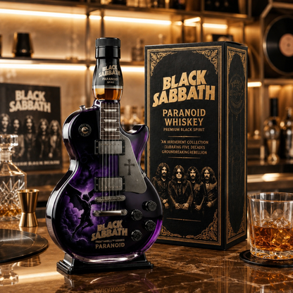Black Sabbath Paranoid Guitar-Shaped Collectible Bottle