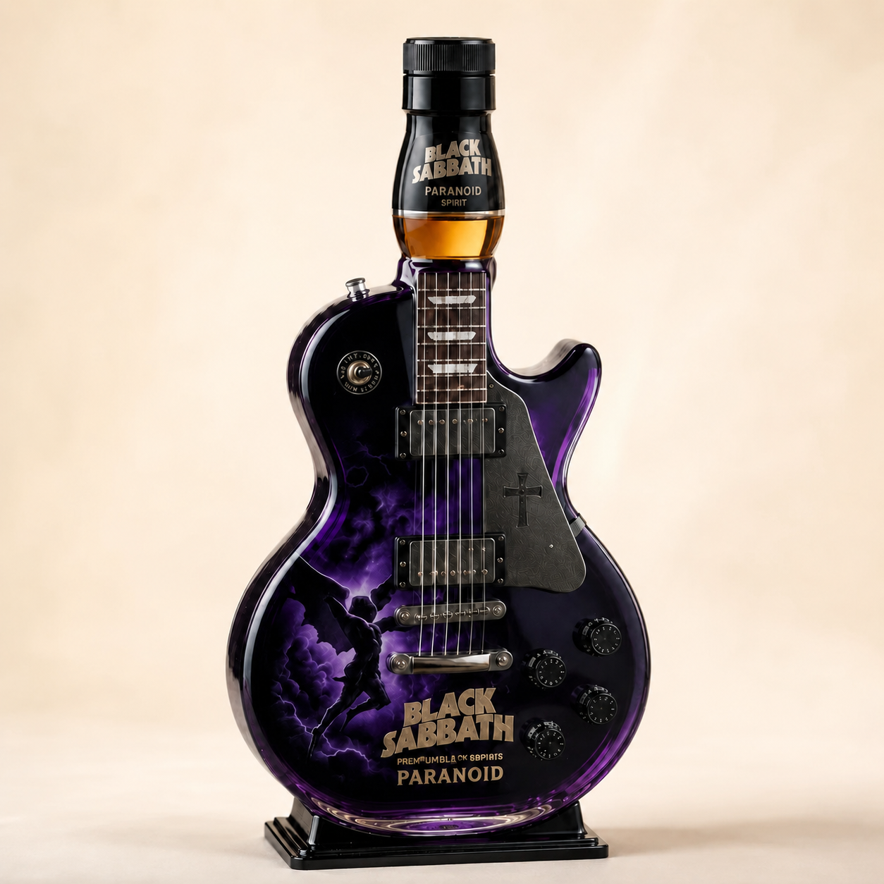 Black Sabbath Paranoid Guitar-Shaped Collectible Bottle
