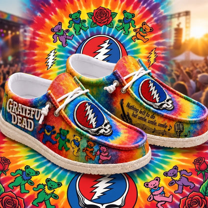 Grateful Dead "Nothing Left To Do But Smile" Canvas Loafers 🌈💀