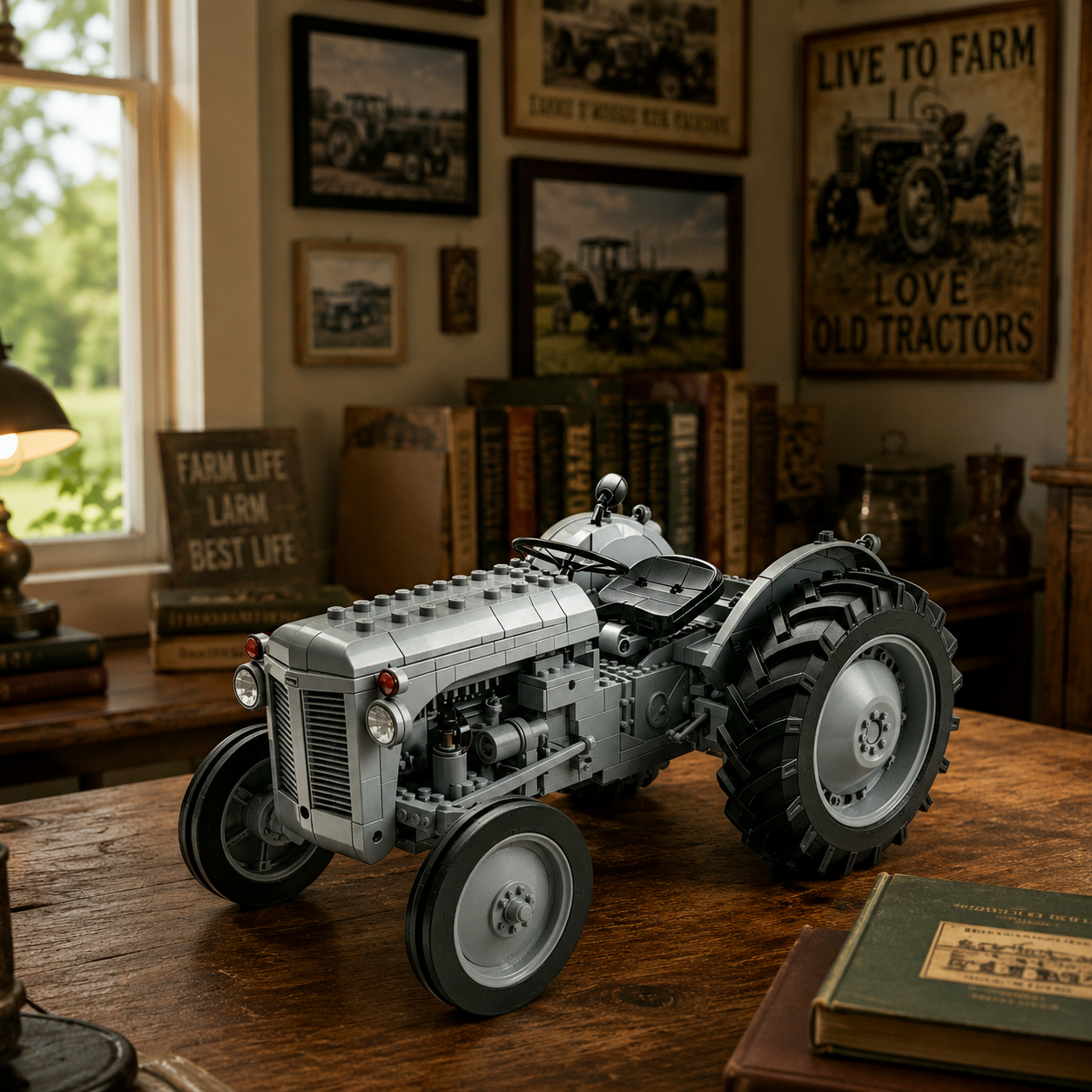 Classic Farm Tractor Building Block Set – 1950s Grey Field Edition - view 3
