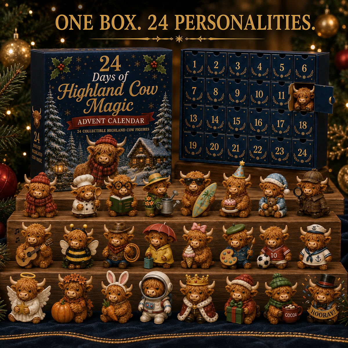 24 Days of Highland Cow Advent Calendar - 24 Collectible Cow Figures - view 5