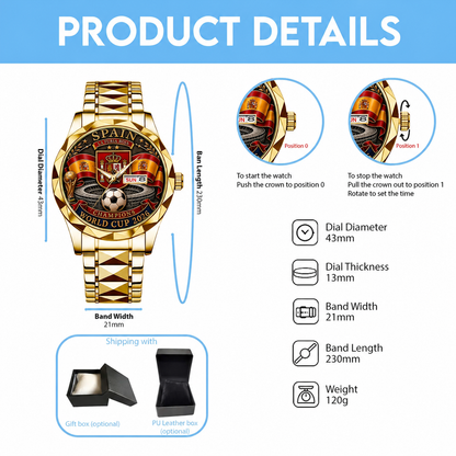 Spain World Cup 2026 Champions Luxury Quartz Watch