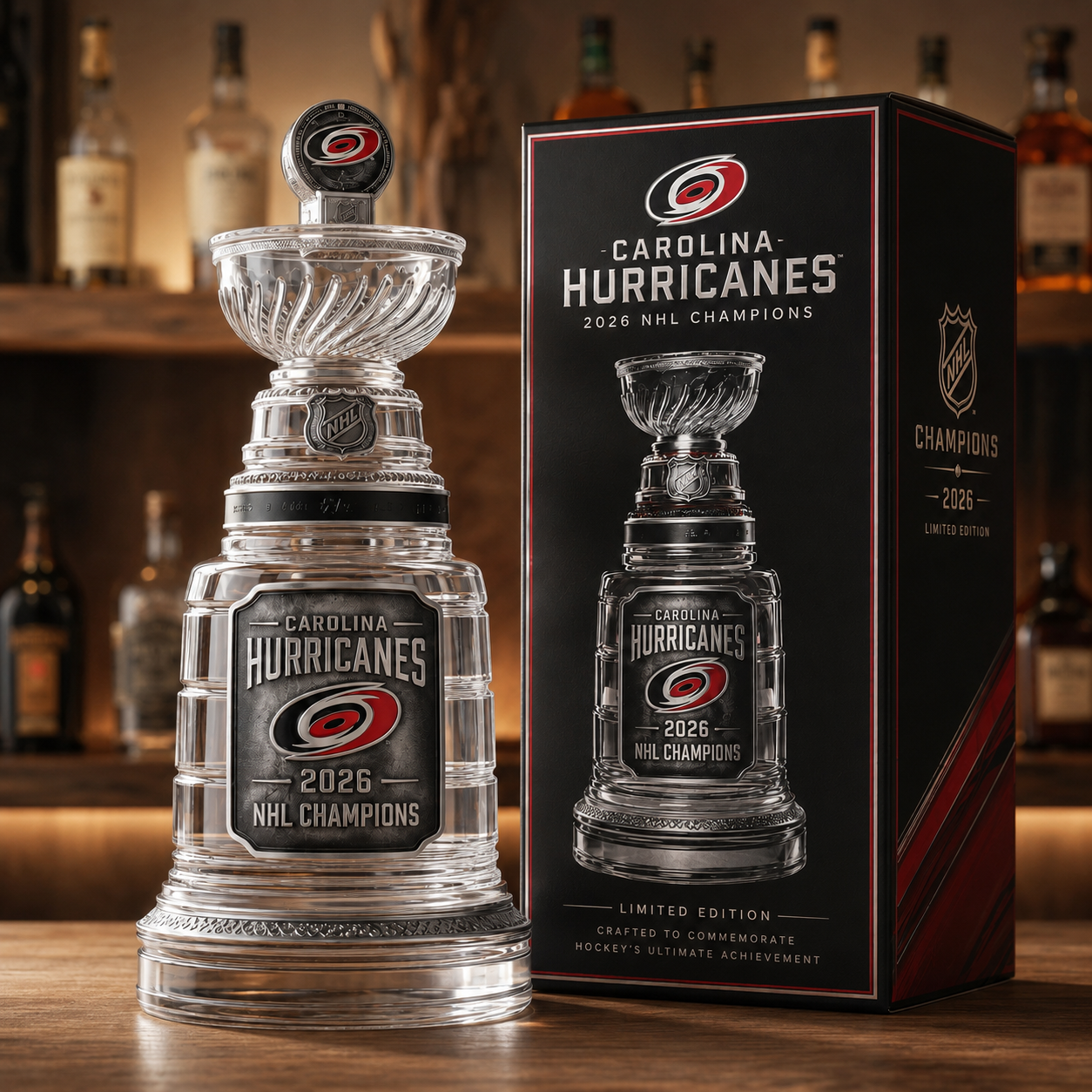 Carolina Hurricanes 2026 Champions Stanley Cup Final Shaped Decanter
