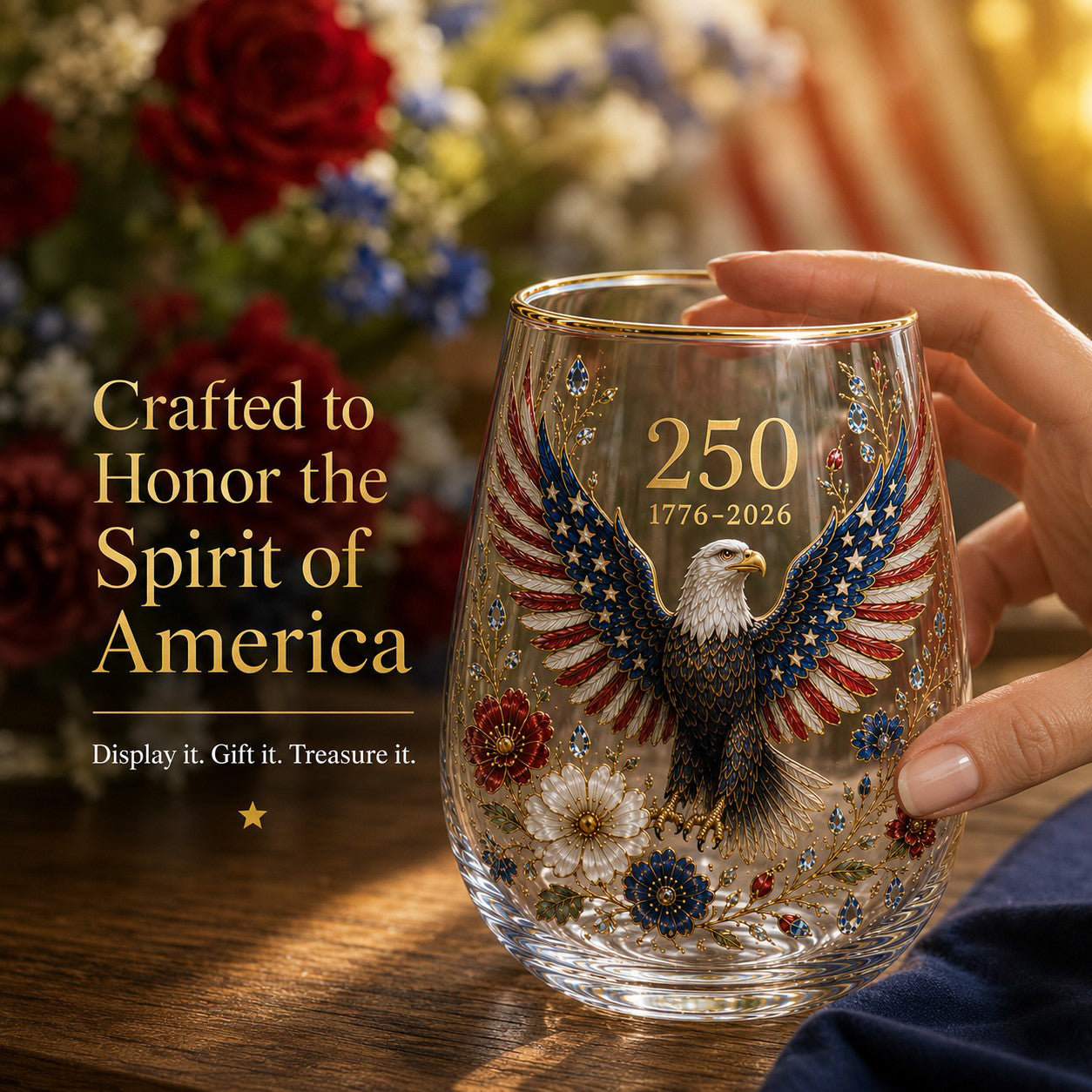 America 250 Eagle Glass Tumbler — detail view 6