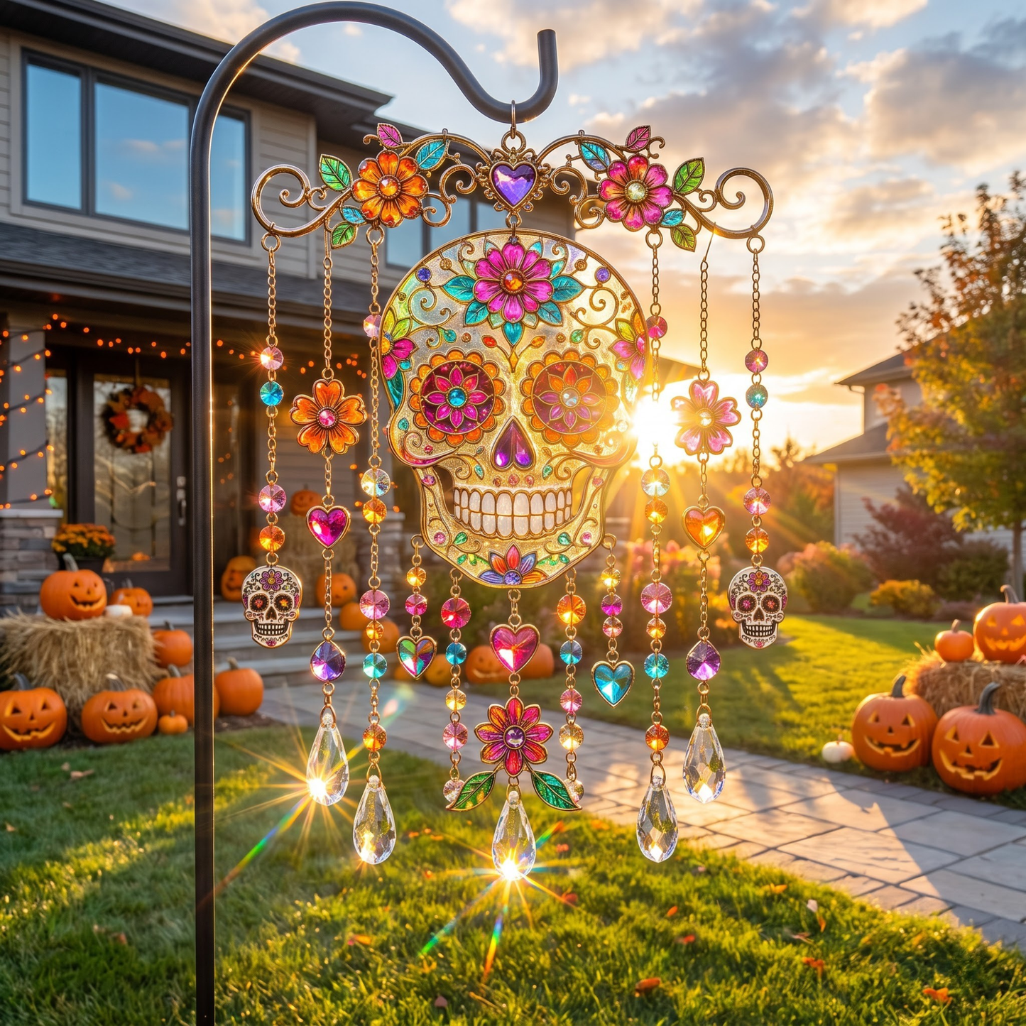 Sugar Skull Suncatcher Wind Chime