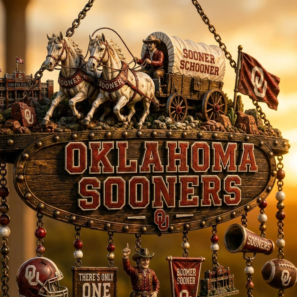 Oklahoma Sooners Inspired Decorative Wind Chime