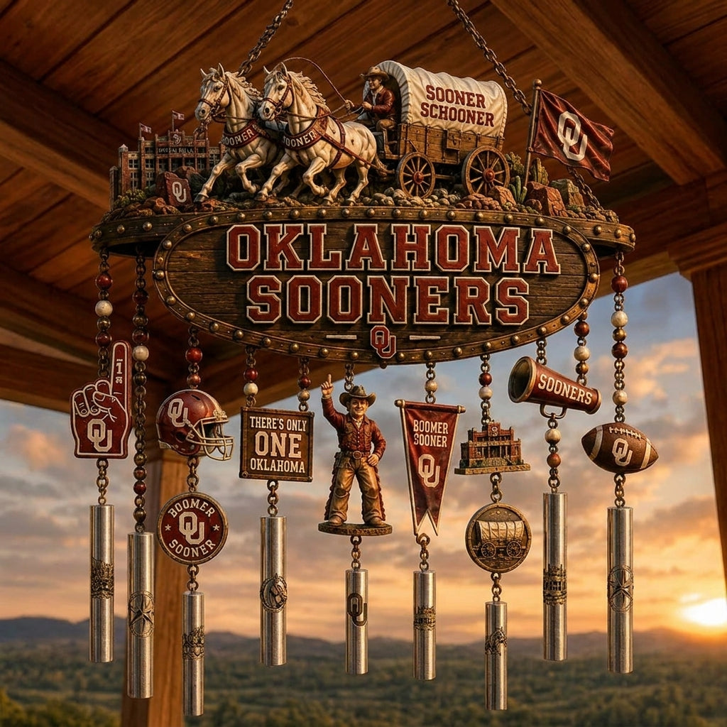 Oklahoma Sooners Inspired Decorative Wind Chime