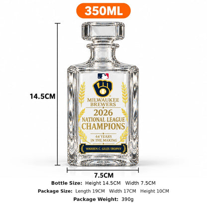 Brewers NL Champions decanter 350 ml size: 14.5 cm tall, 7.5 cm wide