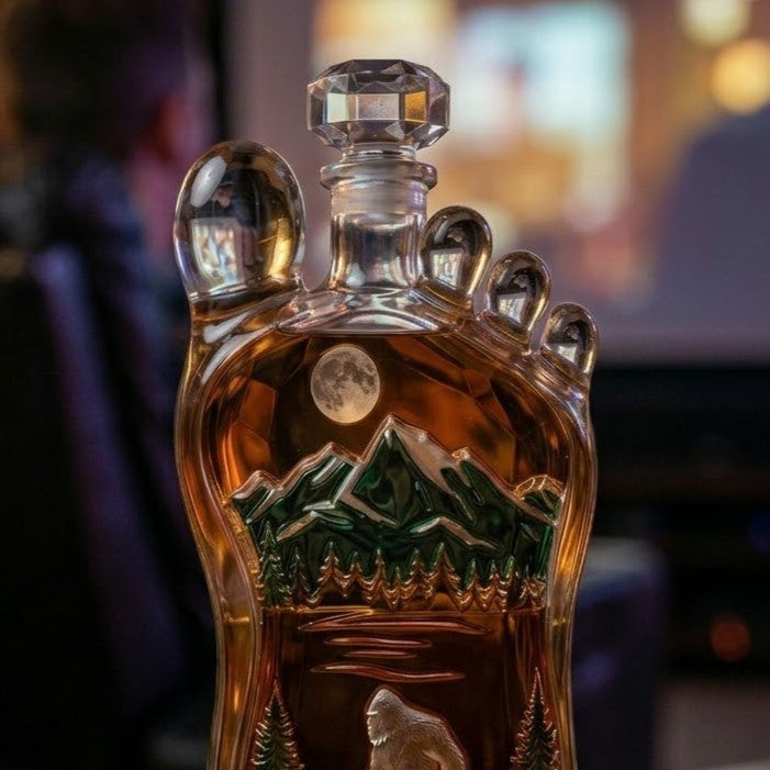 👣 Bigfoot Wilderness Foot-shaped Whiskey Bottle