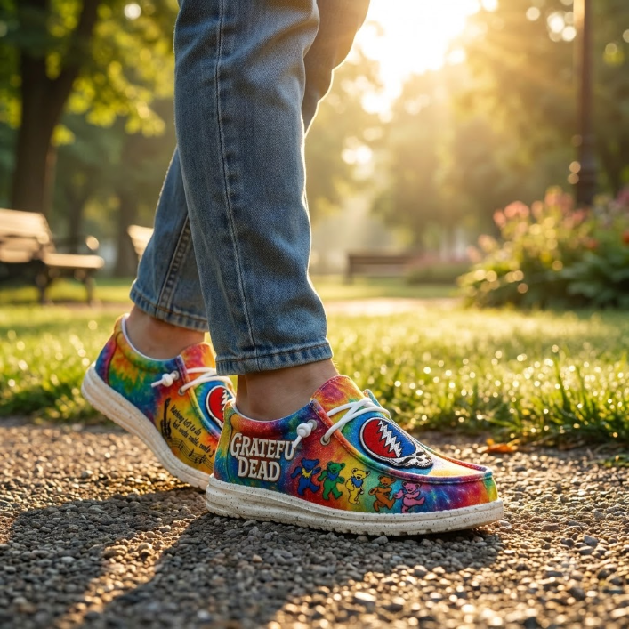 Grateful Dead "Nothing Left To Do But Smile" Canvas Loafers 🌈💀