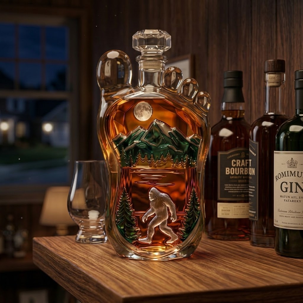 👣 Bigfoot Wilderness Foot-shaped Whiskey Bottle