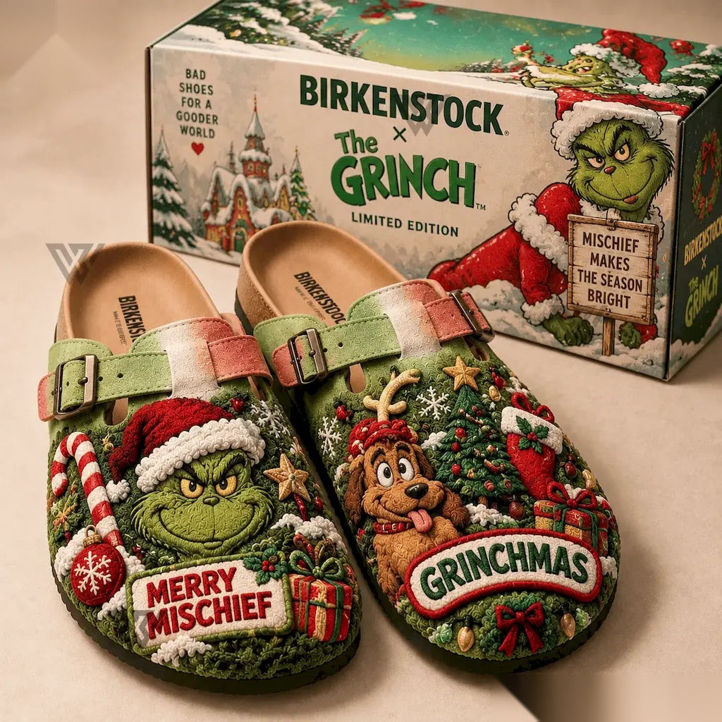 The Grinch Grinchmas Christmas Clogs – Merry Mischief Holiday Slip-On Clogs - front view