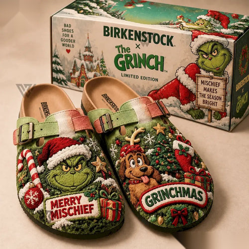 The Grinch Grinchmas Christmas Clogs – Merry Mischief Holiday Slip-On Clogs - front view