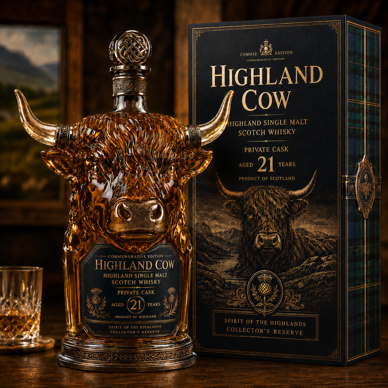 Highland Cow Whiskey Decanter – Collector's Edition