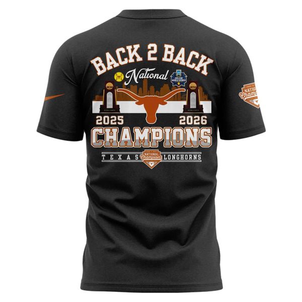 Texas Longhorns Black 2026 NCAA Softball National Champions Locker Room T-Shirt - detail 3