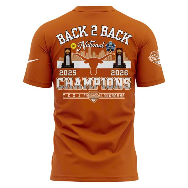 Texas Longhorns Orange 2026 NCAA Softball National Champions Locker Room T-Shirt - detail 3