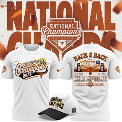 Texas Longhorns Women's 2026 Softball National Champs T-Shirt - front view