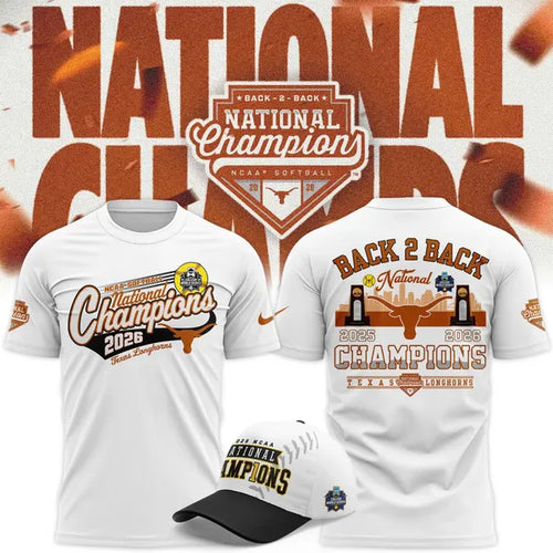 Texas Longhorns Women's 2026 Softball National Champs T-Shirt - front view