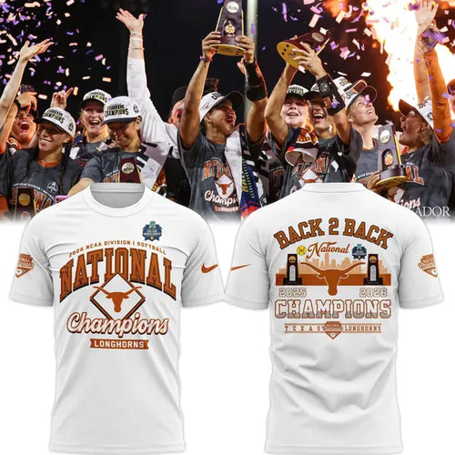Texas Longhorns White 2026 NCAA Softball National Champions Locker Room T-Shirt - front view