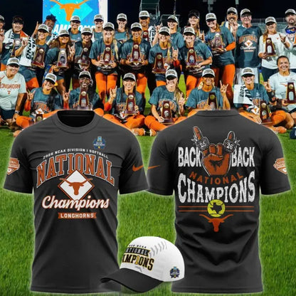 Unisex Texas Longhorns Black 2026 Softball National Champions Locker Room Limited T-shirt - front view