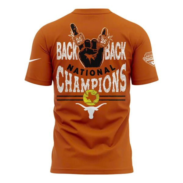 Unisex Texas Longhorns Orange 2026 Softball National Champions Locker Room Limited T-shirt - detail 3