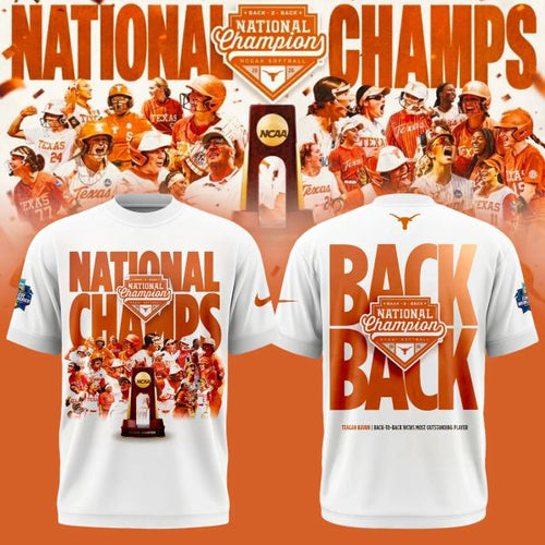 Texas Longhorns Black 2026 Softball National Champions Limited Tee - White - front view