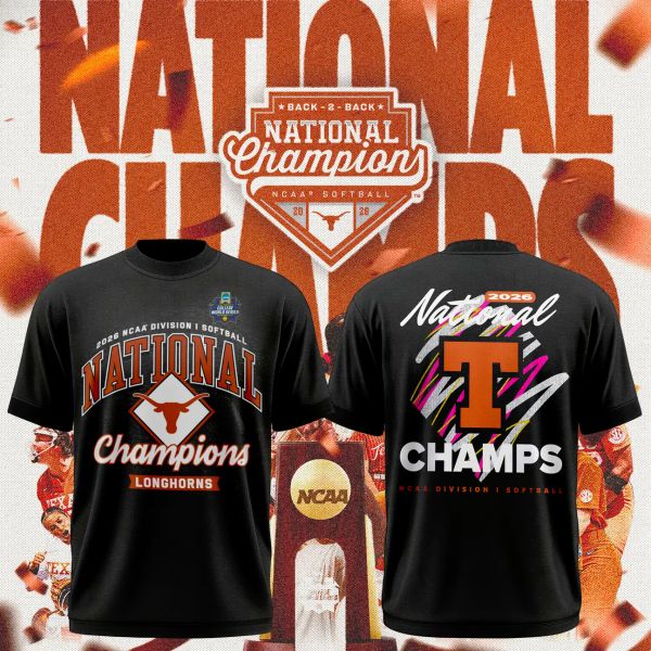 Texas Longhorns Black 2026 Softball National Champions Limited Tee - front view