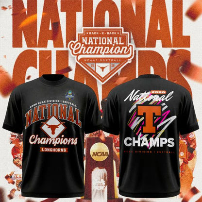 Texas Longhorns Black 2026 Softball National Champions Limited Tee - front view