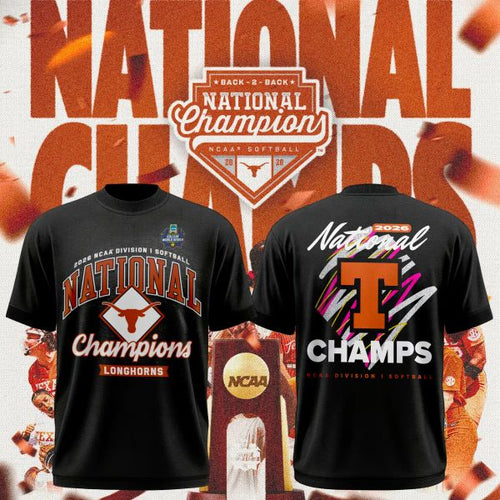 Texas Longhorns Black 2026 Softball National Champions Limited Tee - front view