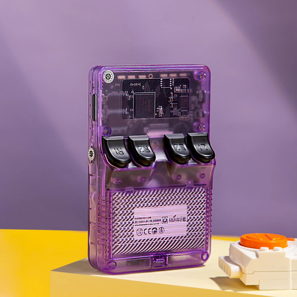R36S Retro Handheld Game Console - back view with shoulder buttons