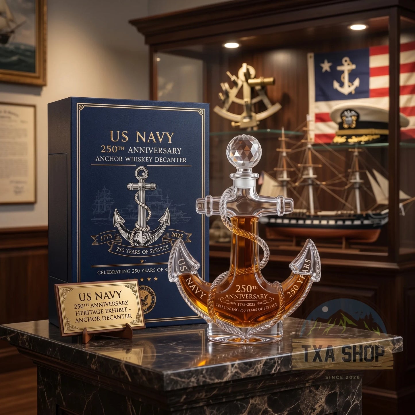 US Navy 250th Anniversary Anchor Decanter - view 2